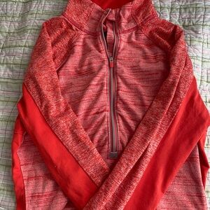 Athleta red orange reflective running quarter zip